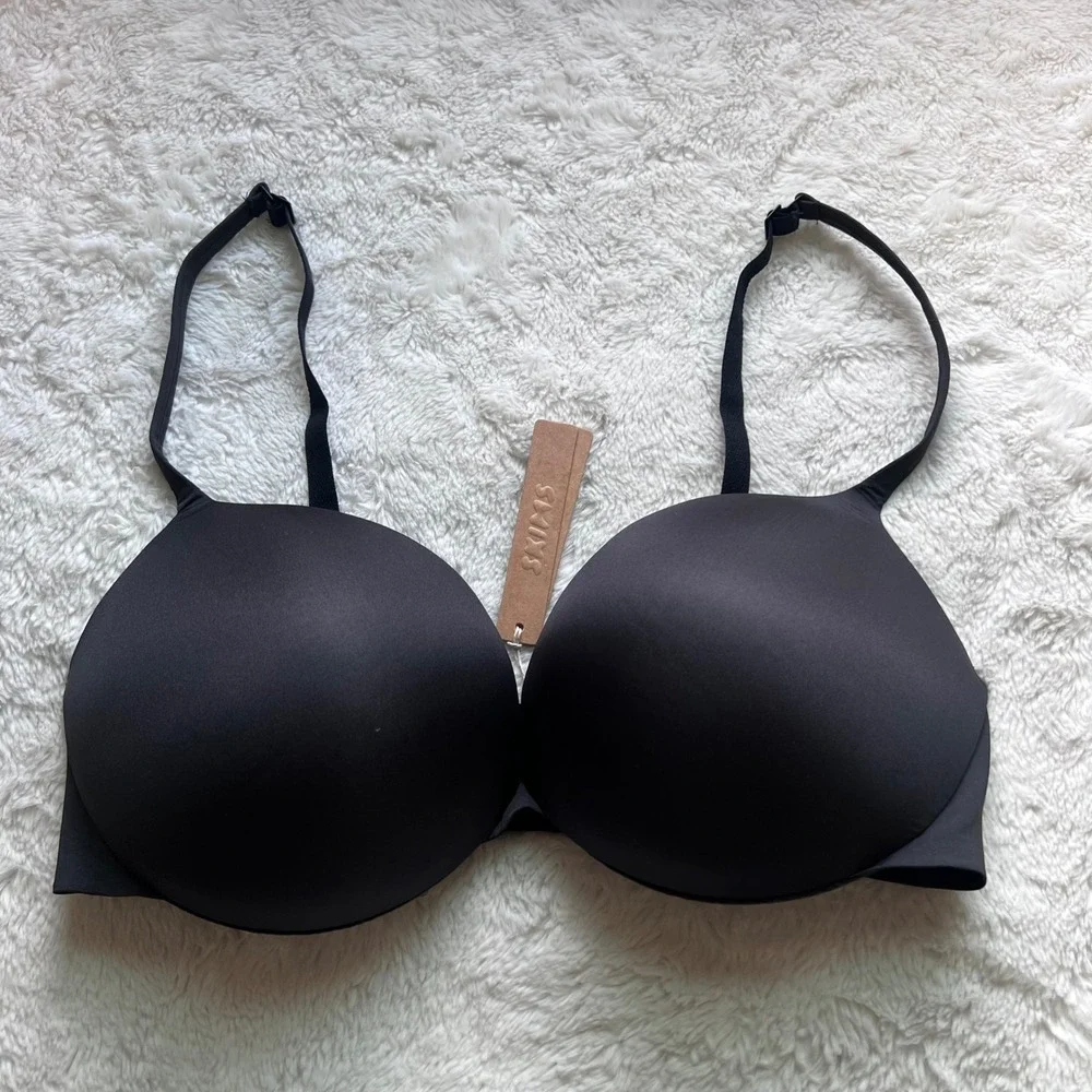 SKIMS Ultimate Push Up Plunge Bra Onyx Black BA-PLG-9214 Women's Size 36D New